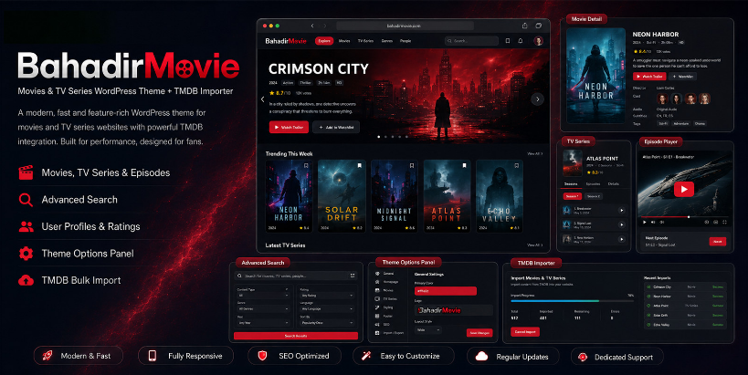 BahadirMovie - Movies And TV WordPress Theme